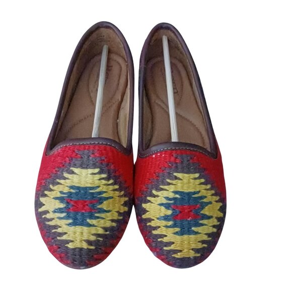 NEW Born Giselle Knit Leather Textile Loafers Red Multi Size 6.5 Western Flats - Picture 4 of 10